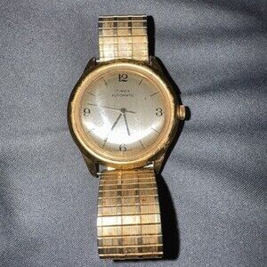 Cool Vintage Timex Viscount Automatic Men's Watch UK Made Silver/Gold Tone 37mm